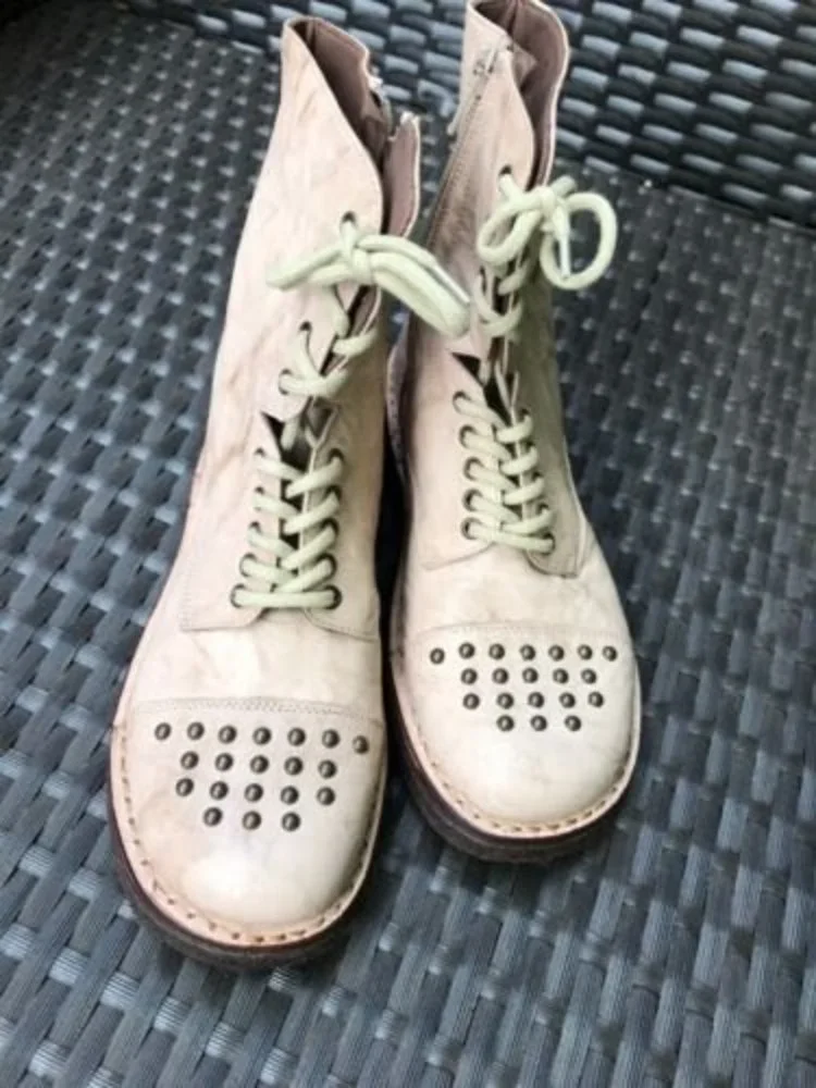 New Pepe Big Girls Boots Sand Studded Prairie Shoes Eu 34 Us 3 Leather